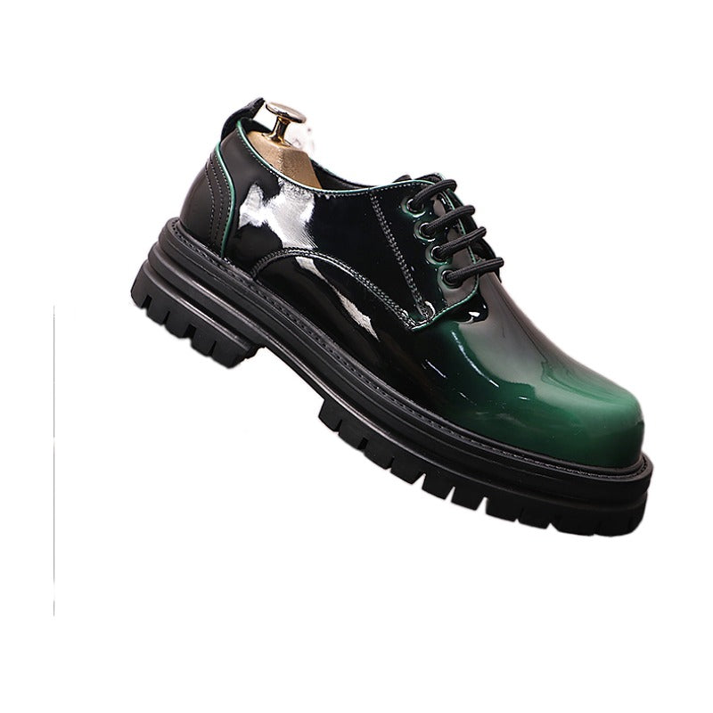 Men's Autumn And Winter Bright Leather Shoes Thick Sole Fashion Casual - Hiccupzz