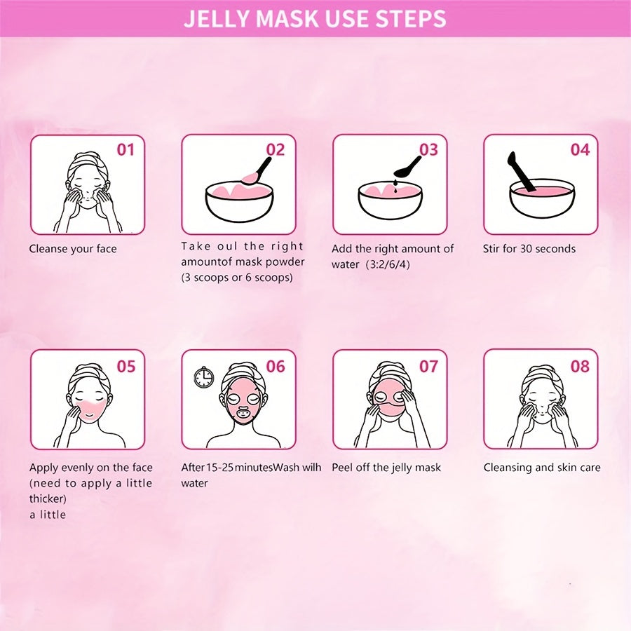 Rose Petal Jelly Facial Mask Powder - Hyaluronic Acid, Collagen, Alcohol-Free, Unscented Cleansing Gel Mask for All Skin Types - Peel Off Moisturizing Skincare for Men & Women, 23 Fl oz Jar (Unisex-Adult) - Hiccupzz