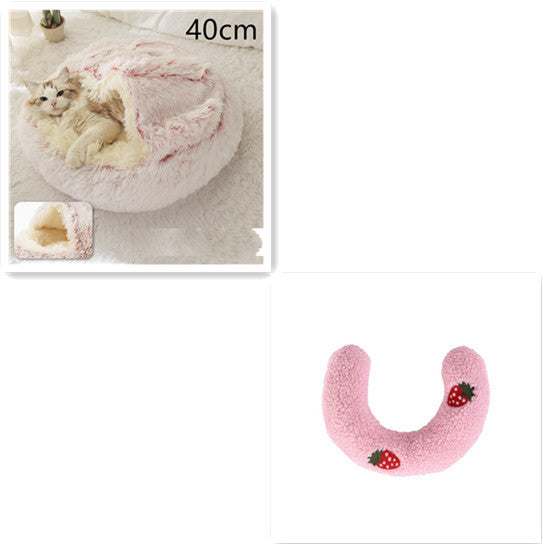 2 In 1 Dog And Cat Bed Pet Winter Bed Round Plush Warm Bed House Soft Long Plush Pets Bed Pet Products - Hiccupzz
