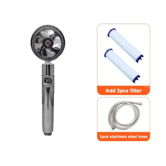 Shower Head Water flow 360 Degrees Rotating With Small Fan ABS Rain High Pressure Spray Nozzle Bathroom Accessories - Hiccupzz