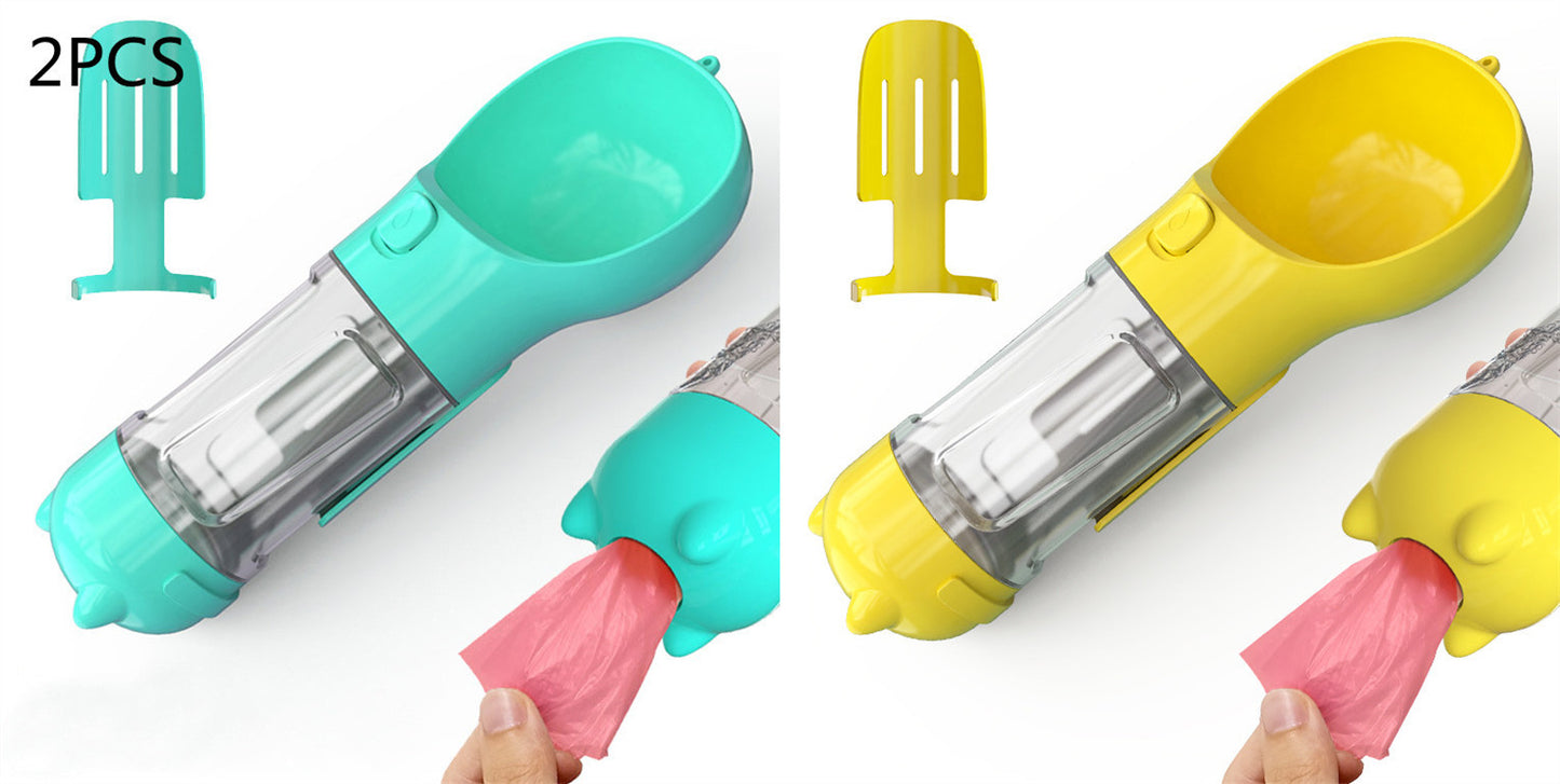 Pet Water Bottle Feeder Bowl Garbage Bag Storage Portable Pet Outdoor Travel 3 In 1 Dog Water Bottle - Hiccupzz