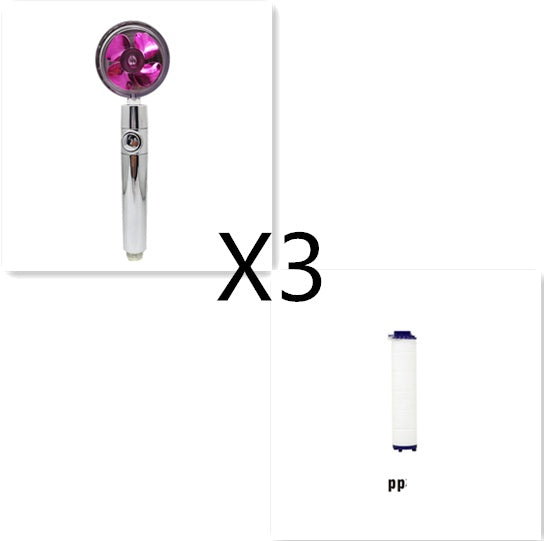 Shower Head Water flow 360 Degrees Rotating With Small Fan ABS Rain High Pressure Spray Nozzle Bathroom Accessories - Hiccupzz