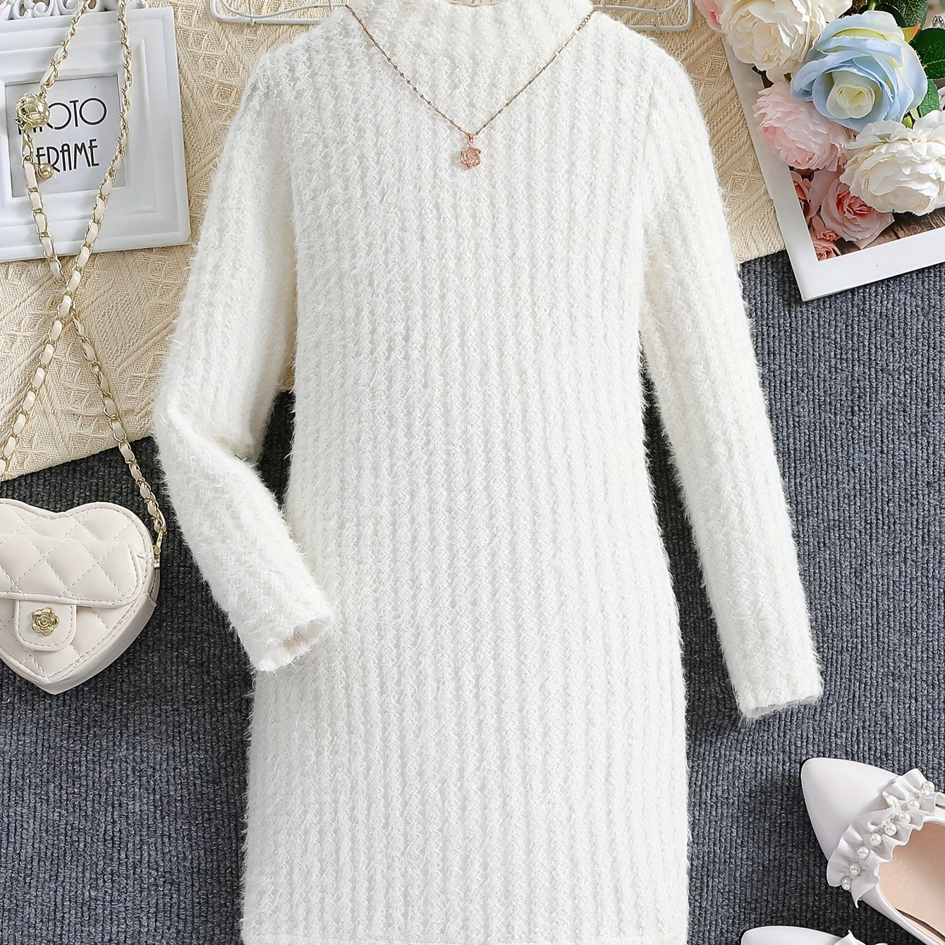 Elegant Solid Long Sleeve Dress, Comfy Warm, Fall Winter Party Dress - Hiccupzz