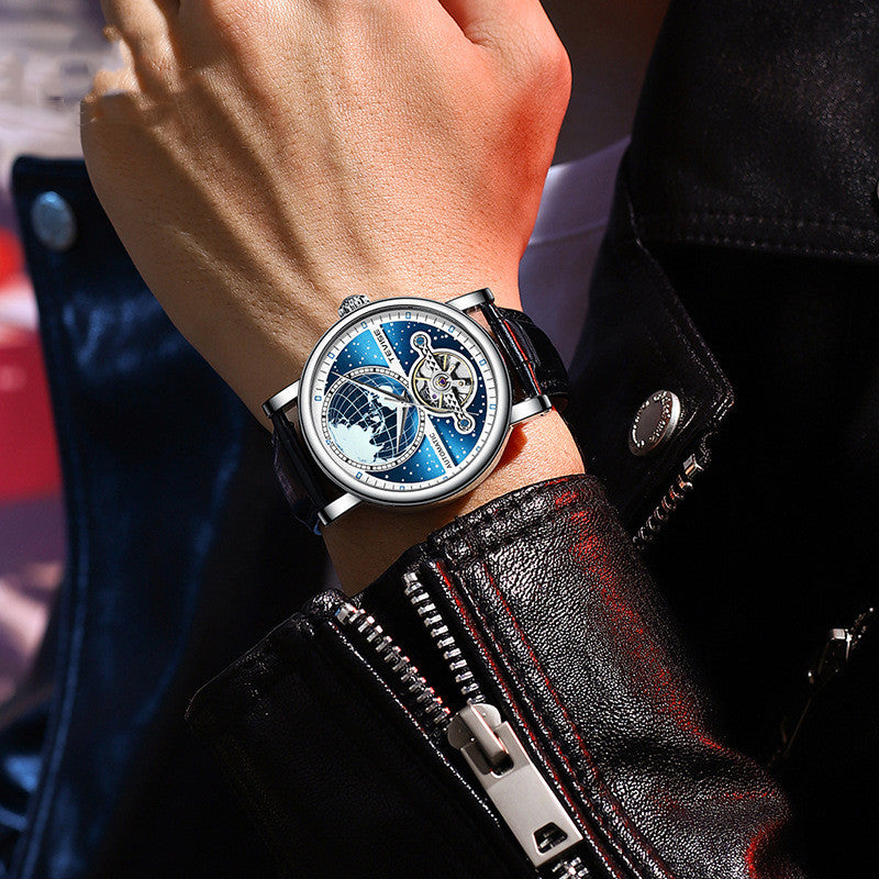 Men's Luminous Leather Casual Waterproof Automatic Mechanical Watch - Hiccupzz