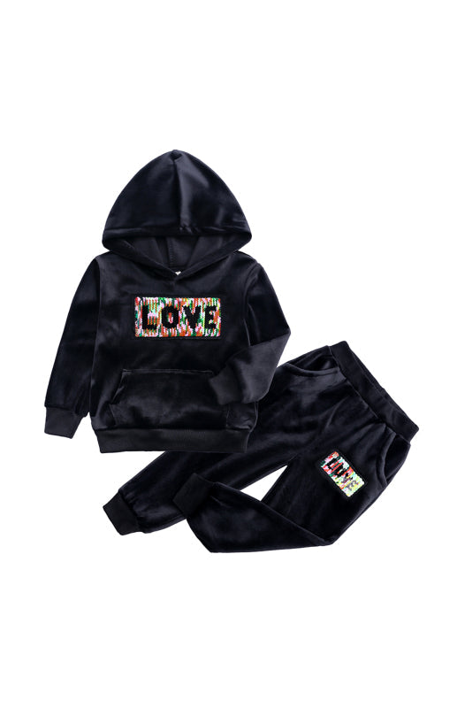 Kid's Spelling Hooded Gold Velvet Pyjama Sets - Hiccupzz