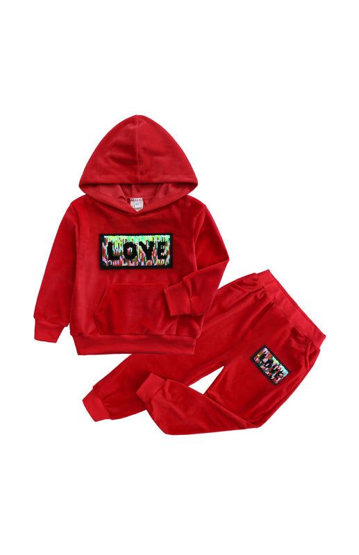 Kid's Spelling Hooded Gold Velvet Pyjama Sets - Hiccupzz