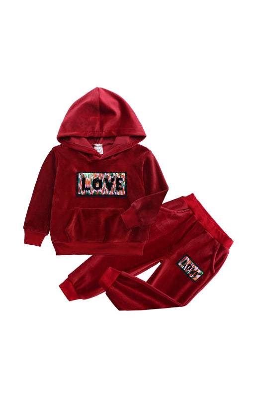 Kid's Spelling Hooded Gold Velvet Pyjama Sets - Hiccupzz