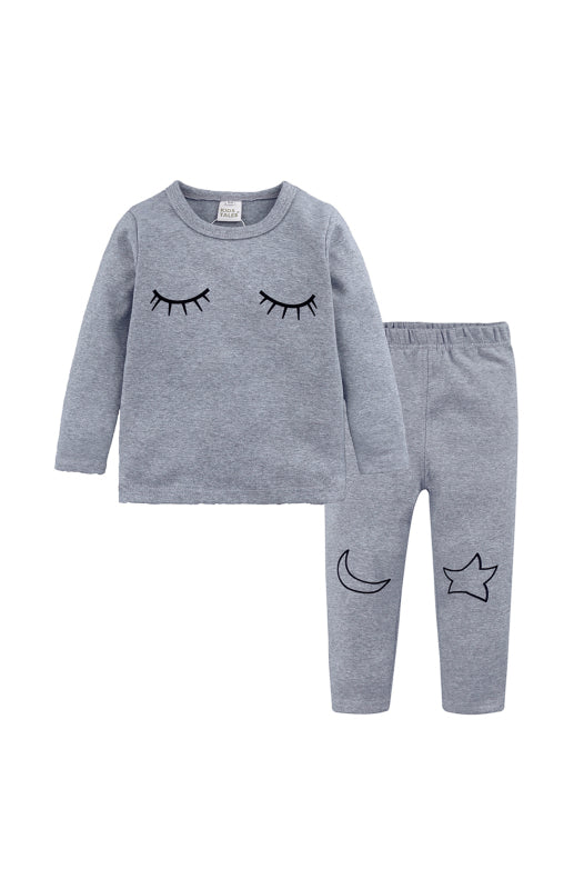 Children's Eyelash Cloud Print Brushed Children's Homewear Cotton Set - Hiccupzz