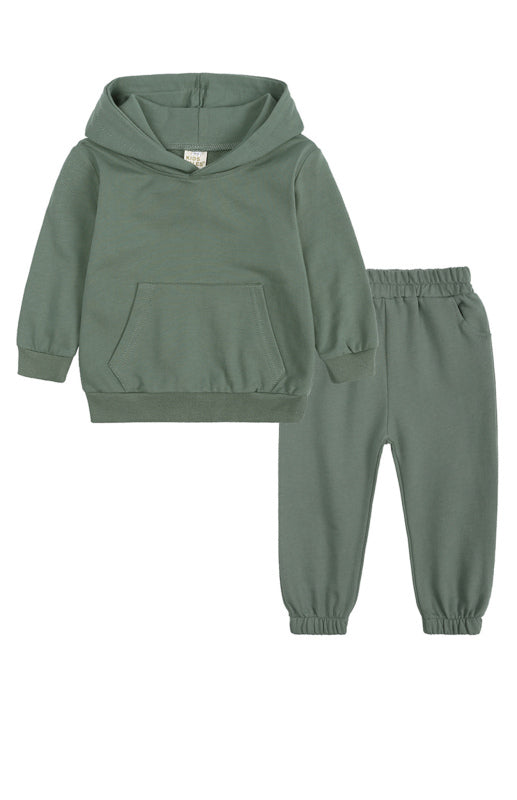 Children's Thickened Brushed Warm Long-Sleeved Trousers Hooded Sweatshirt Set - Hiccupzz