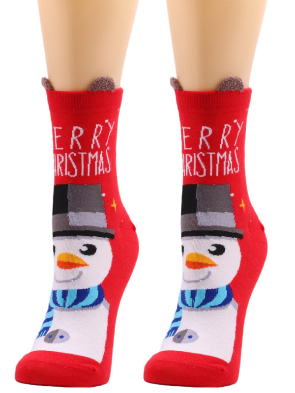 Snowman Print Merry Christmas Socks - Hiccupzz