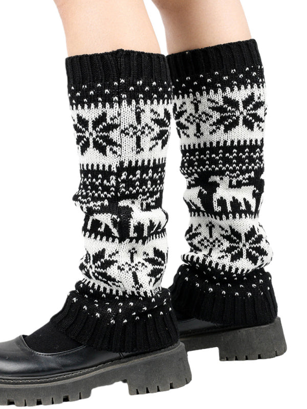Women's Christmas Snowflake Fawn Foot Cover Pile Pile Socks - Hiccupzz