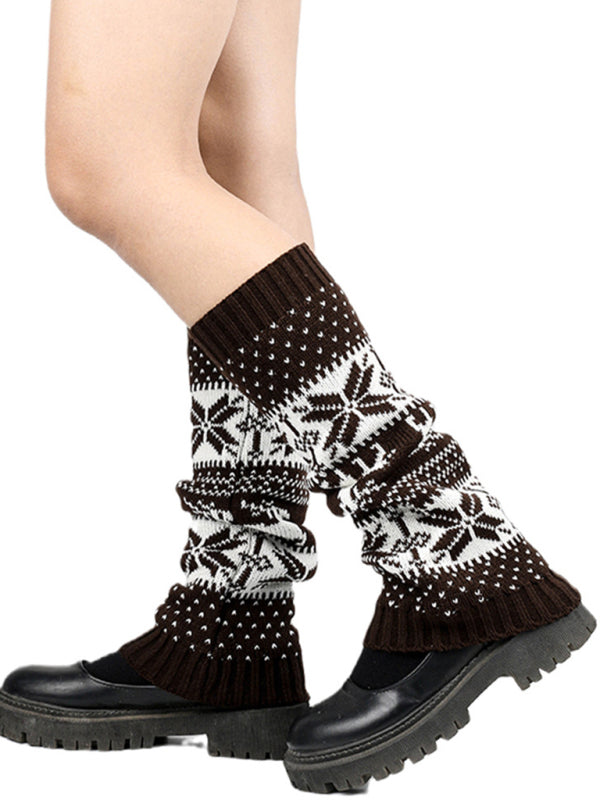 Women's Christmas Snowflake Fawn Foot Cover Pile Pile Socks - Hiccupzz