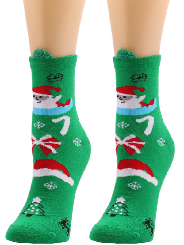 Festive Christmas Knit Snowman Socks Elasticity - Hiccupzz