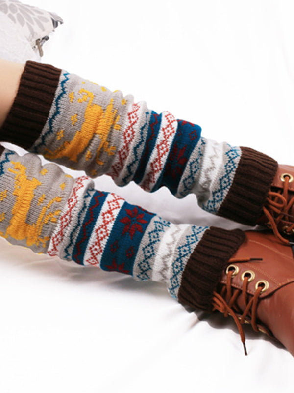 Women's Christmas Color Leg Cover Christmas Socks - Hiccupzz
