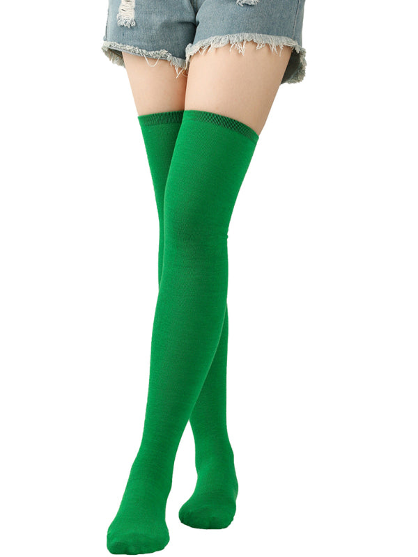 Women's Over Knee Bias Striped Christmas Socks - Hiccupzz