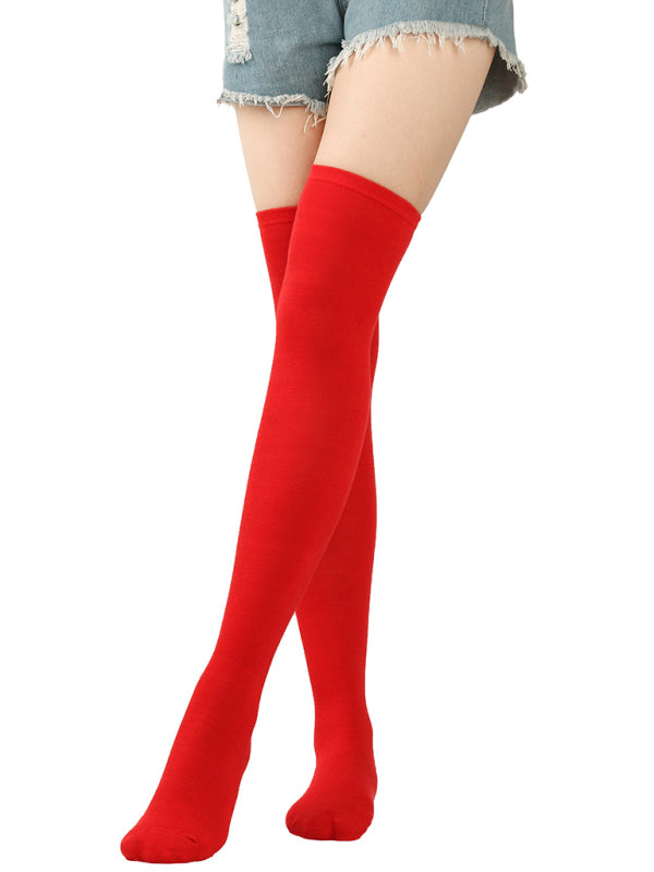 Women's Over Knee Bias Striped Christmas Socks - Hiccupzz