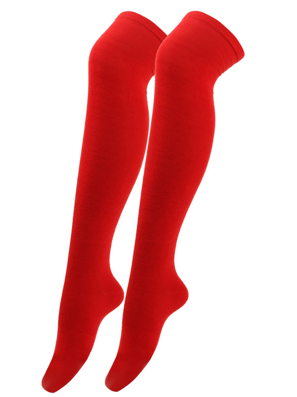 Women's Over Knee Bias Striped Christmas Socks - Hiccupzz