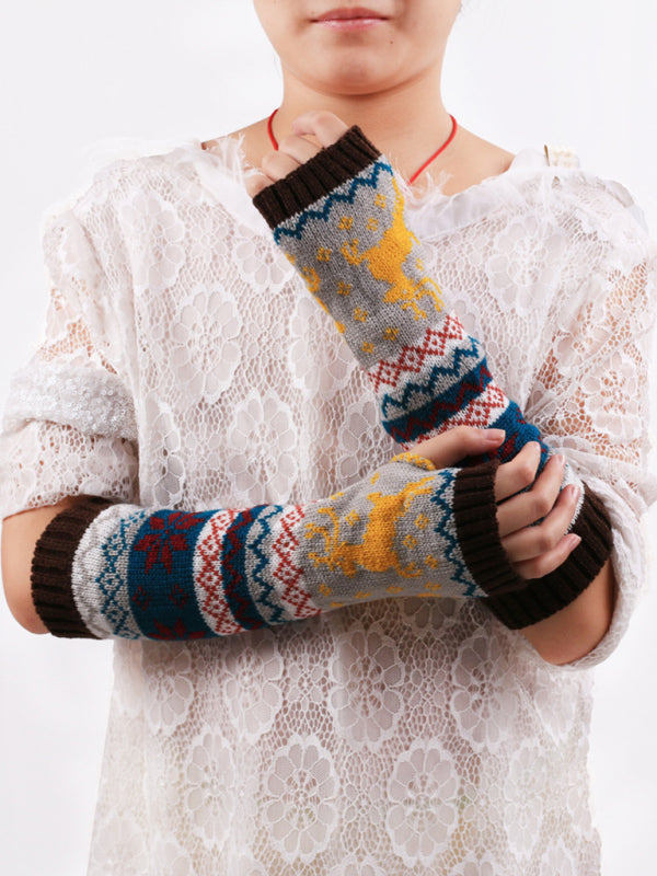 Women's Warm Knitted Cartoon Christmas Gloves - Hiccupzz
