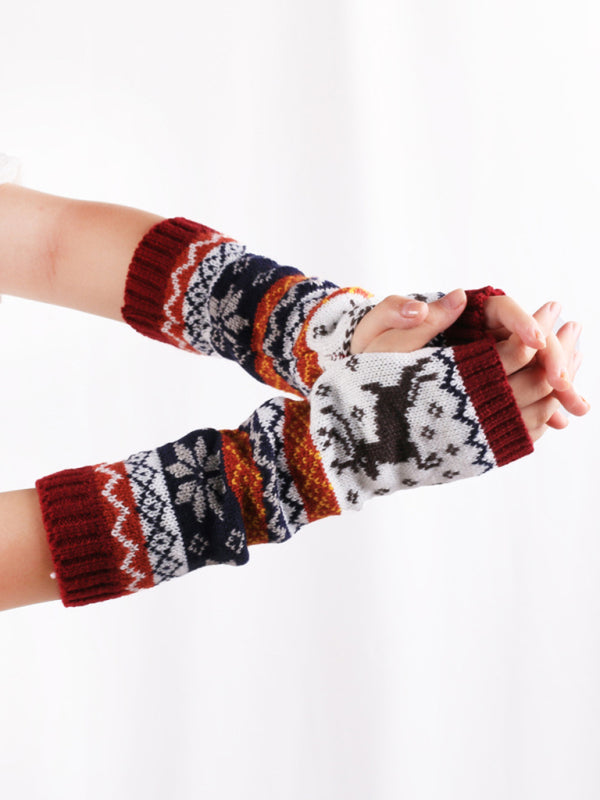 Women's Warm Knitted Cartoon Christmas Gloves - Hiccupzz