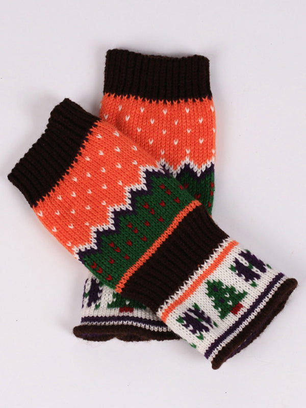 Women's Christmas Tree Thickened Wool Fingerless Knitted Gloves - Hiccupzz