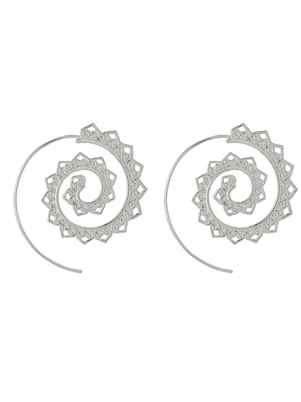New Oval Spiral Earrings Exaggerated Swirl Gear Heart Shape Vintage Ear Jewelry - Hiccupzz