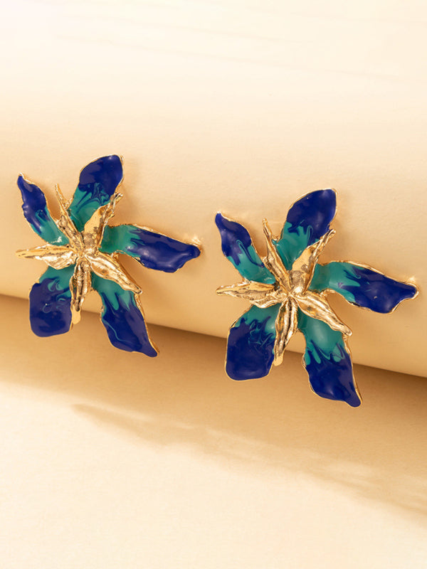 Multilayer Alloy Drip Oil Flower Floral Earrings Earrings - Hiccupzz