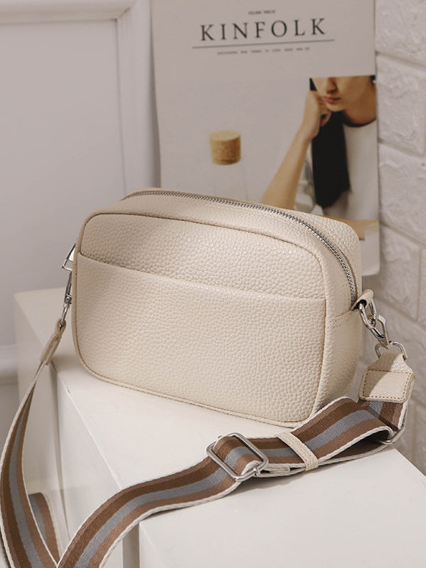 Solid color PU messenger bag women's small bag ladies shoulder bag small square bag - Hiccupzz