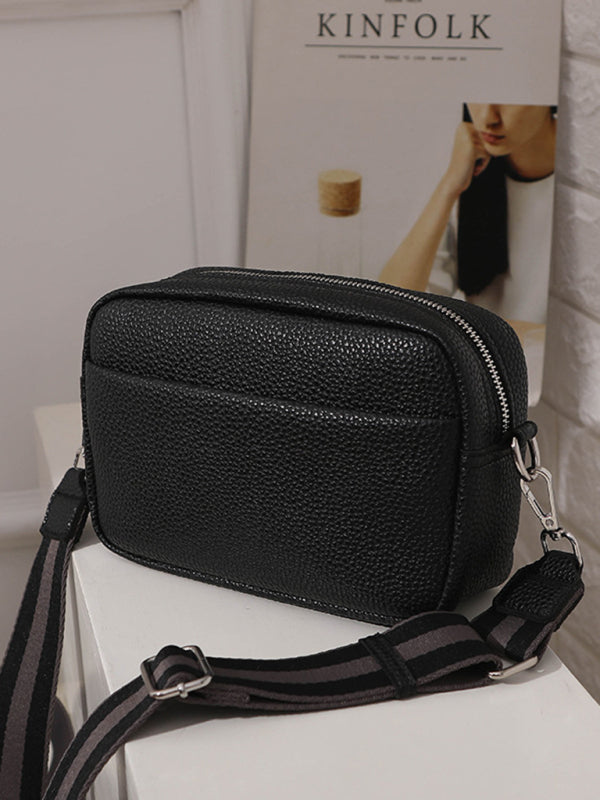 Solid color PU messenger bag women's small bag ladies shoulder bag small square bag - Hiccupzz