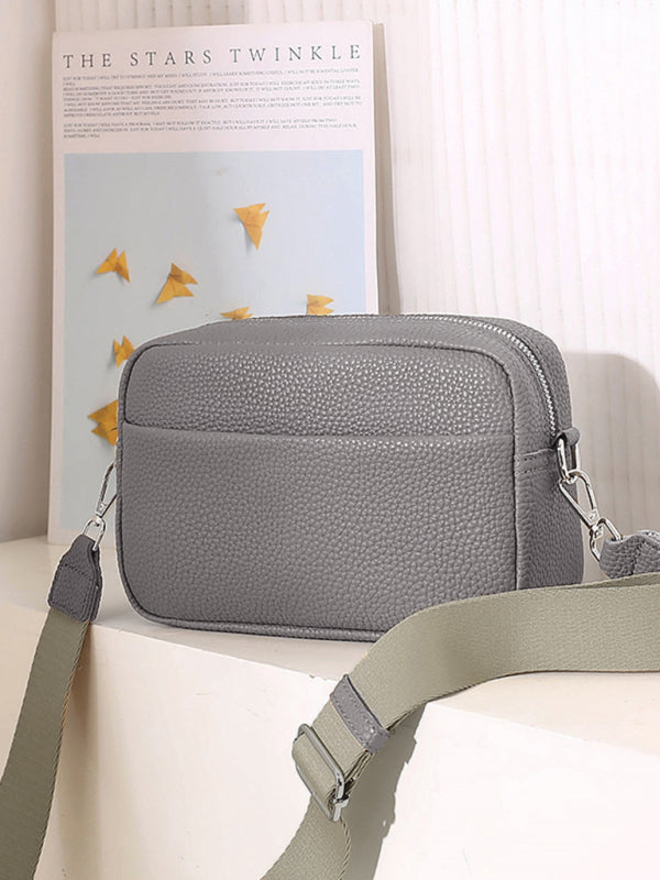 Solid color PU messenger bag women's small bag ladies shoulder bag small square bag - Hiccupzz