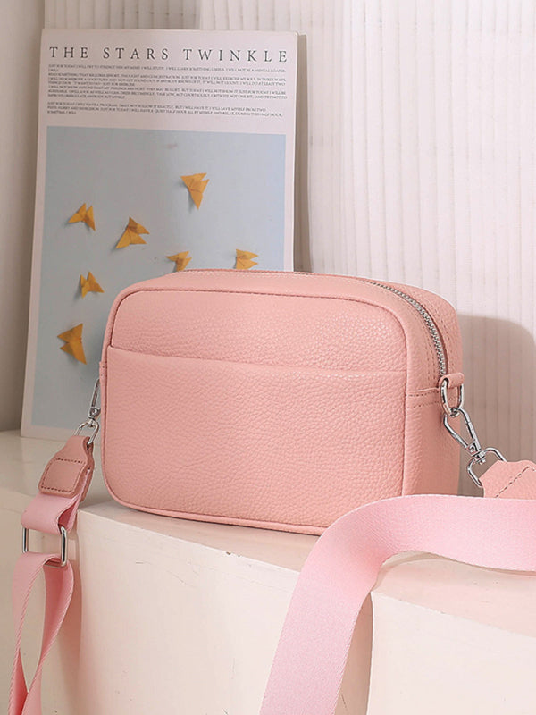 Solid color PU messenger bag women's small bag ladies shoulder bag small square bag - Hiccupzz