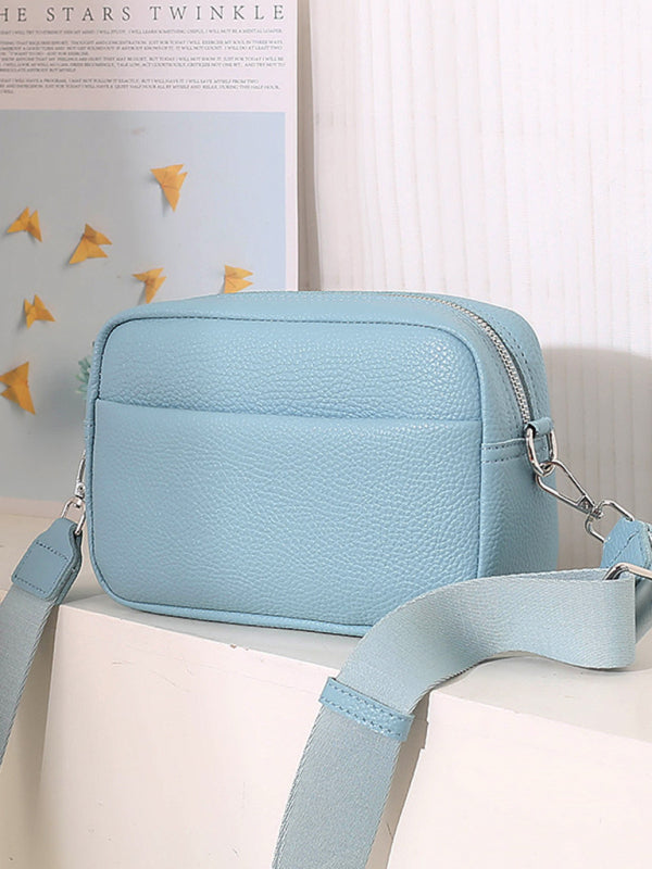 Solid color PU messenger bag women's small bag ladies shoulder bag small square bag - Hiccupzz
