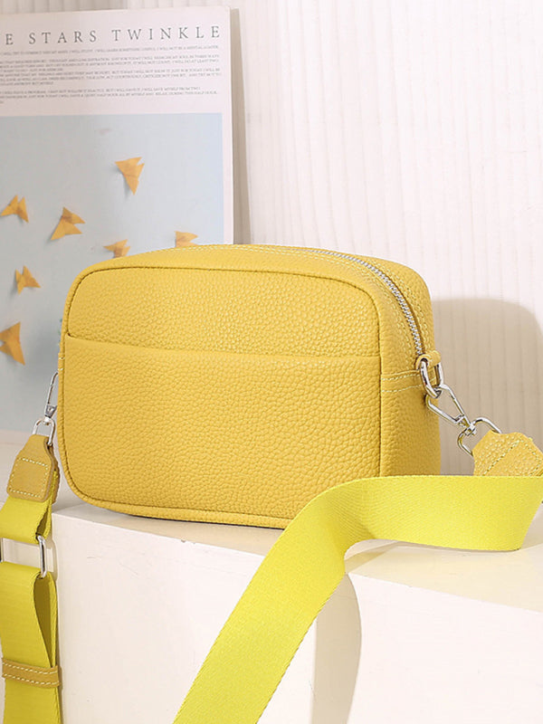 Solid color PU messenger bag women's small bag ladies shoulder bag small square bag - Hiccupzz