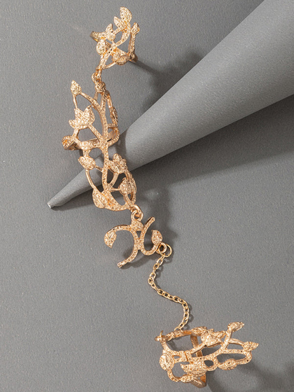 Exaggerated personality ring flower chain temperament fashion hollow carved with ring jewelry - Hiccupzz
