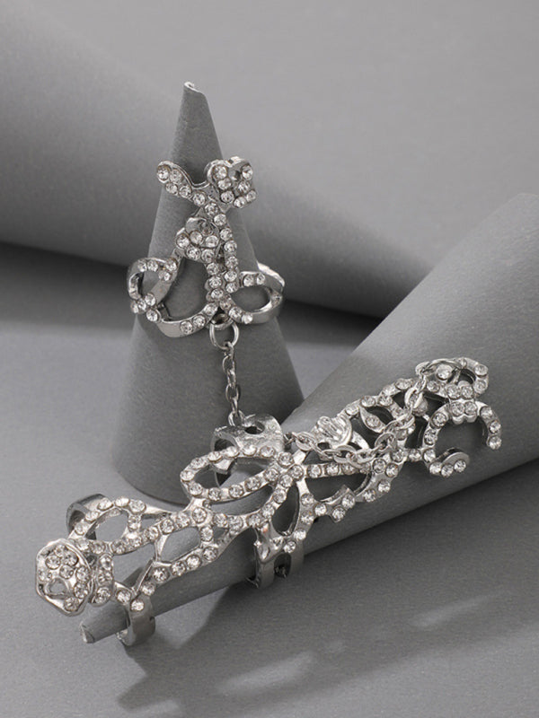 Exaggerated personality ring flower chain temperament fashion hollow carved with ring jewelry - Hiccupzz