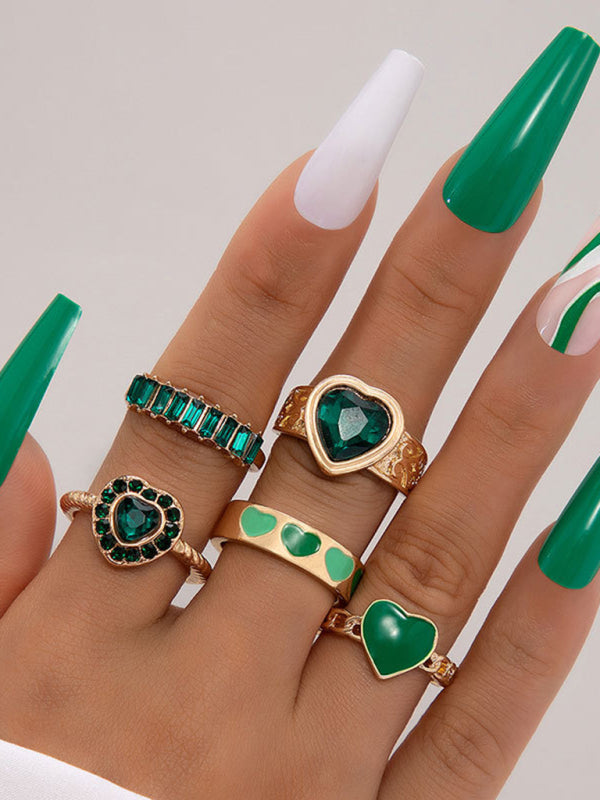 Retro personalized fashion metal diamond love palm ring multi-piece set - Hiccupzz