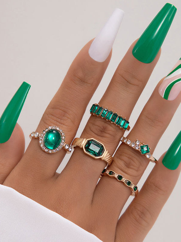 Retro personalized fashion metal diamond love palm ring multi-piece set - Hiccupzz