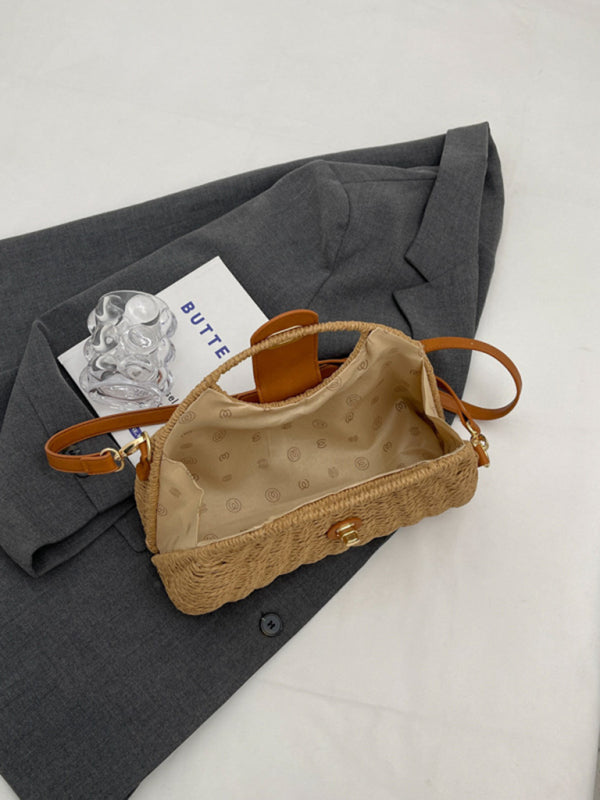 New Mori Fashion Straw Contrasting Color Tote Bag - Hiccupzz