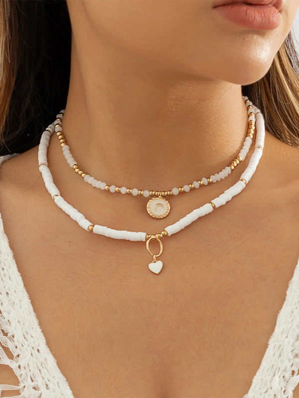 Bohemian retro temperament soft clay necklace, ethnic style simple love crystal necklace - Hiccupzz