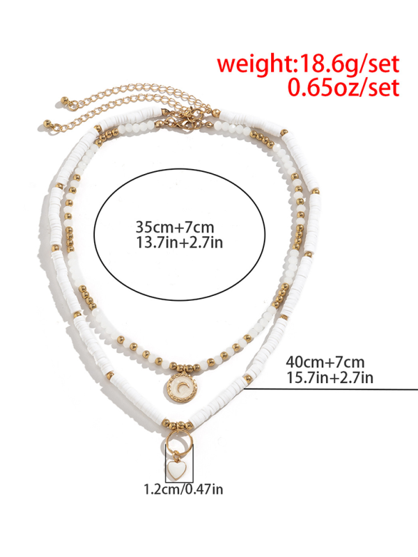 Bohemian retro temperament soft clay necklace, ethnic style simple love crystal necklace - Hiccupzz
