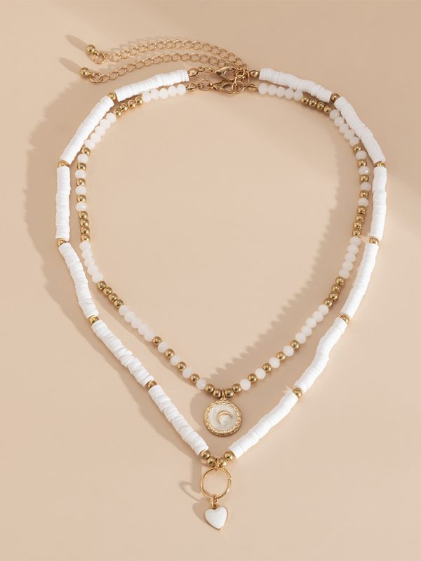 Bohemian retro temperament soft clay necklace, ethnic style simple love crystal necklace - Hiccupzz