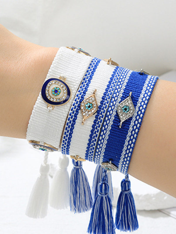 New metal devil's eye ethnic bracelet hand-woven diy bracelet jewelry (1 pack)
