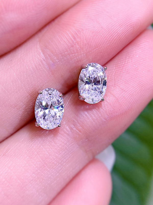 Women's Elegant Zircon Silver Stud Earrings - Hiccupzz