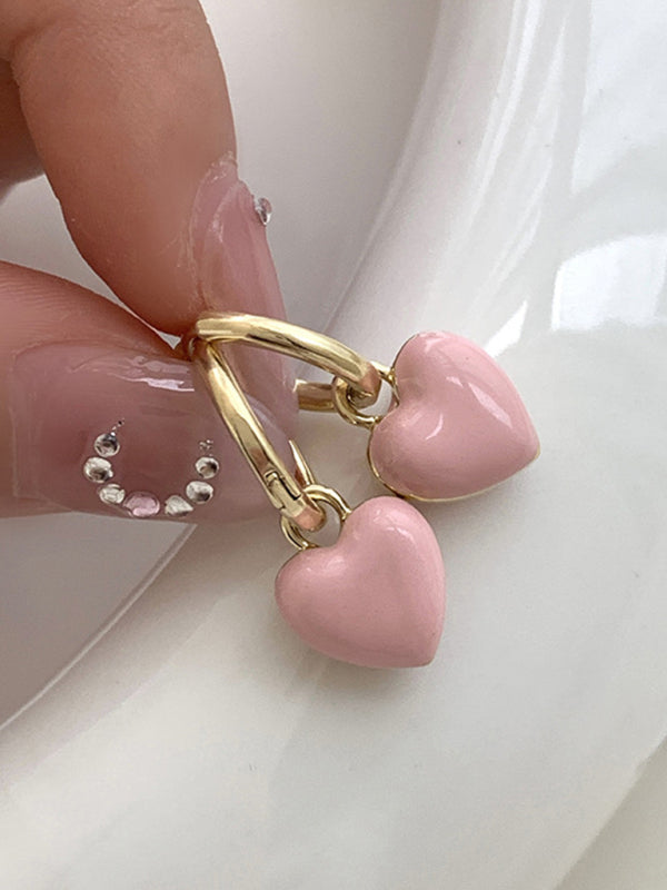 New French drip glaze red love retro earrings - Hiccupzz