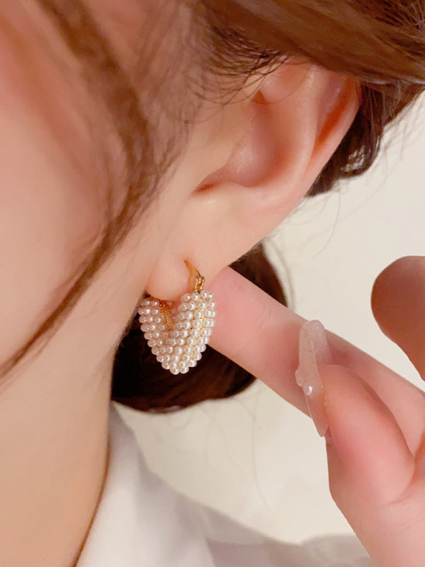 New sweet millet beads love heart sweet and cool niche design earrings - Hiccupzz