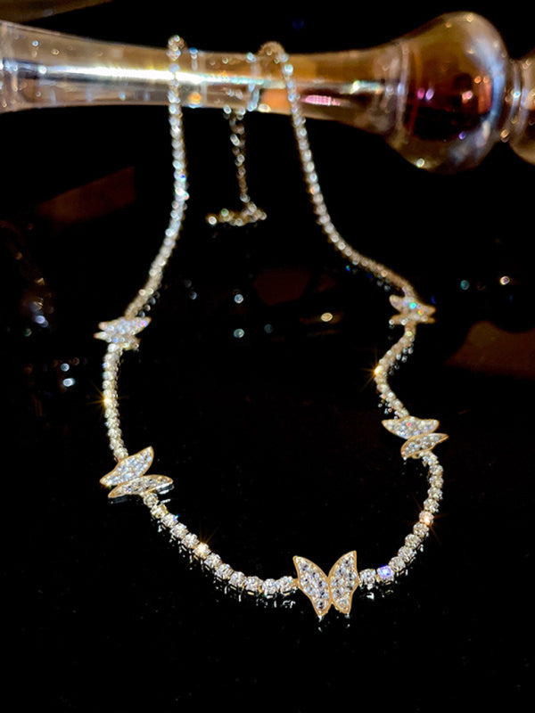 Women's Butterfly Shape Shiny Necklace Collarbone Chain - Hiccupzz