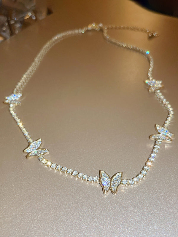 Women's Butterfly Shape Shiny Necklace Collarbone Chain - Hiccupzz
