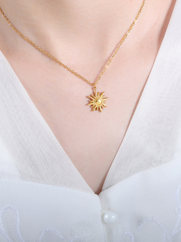 New clavicle chain fashionable simple small sun pendant titanium steel necklace - Hiccupzz