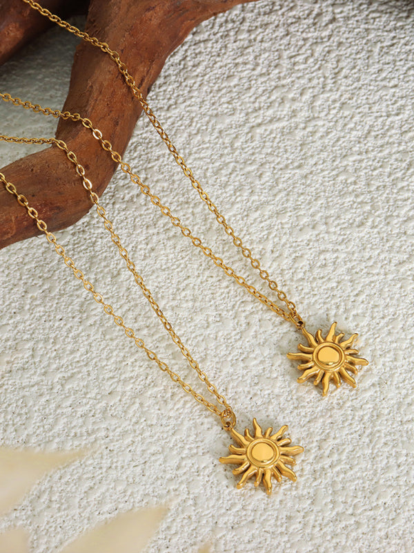 New clavicle chain fashionable simple small sun pendant titanium steel necklace - Hiccupzz