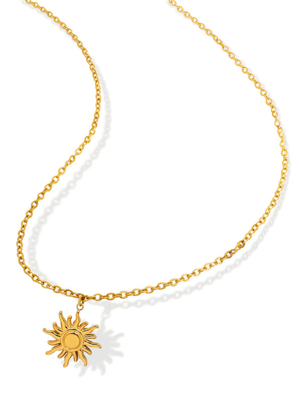 New clavicle chain fashionable simple small sun pendant titanium steel necklace - Hiccupzz