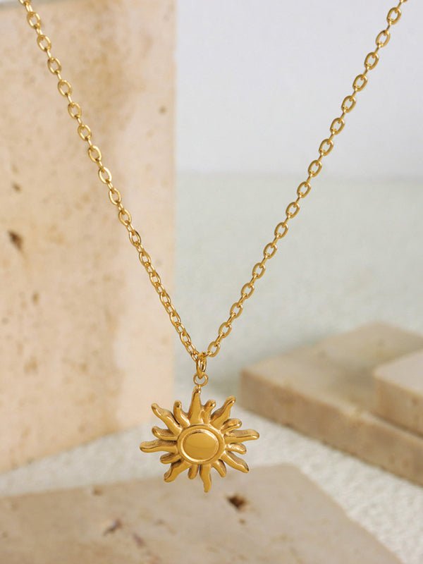 New clavicle chain fashionable simple small sun pendant titanium steel necklace - Hiccupzz